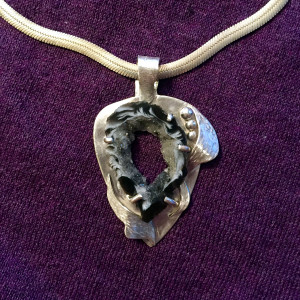 Black and White Geode and Sterling Pendant