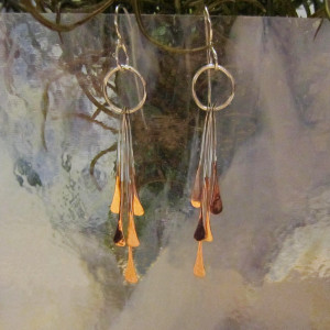Silver-Copper Paddle Earrings