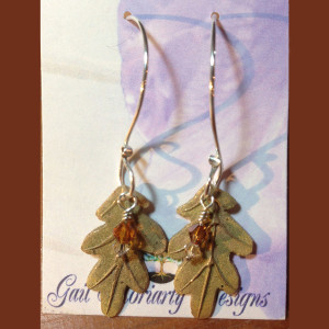 Bronze Leaf Earrings with Swarovski