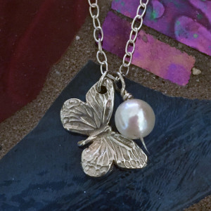 Butterfly and Pearl Necklace