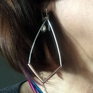 Silver Copper Tube V Earrings